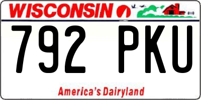 WI license plate 792PKU