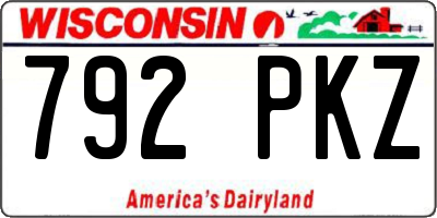 WI license plate 792PKZ