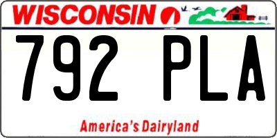 WI license plate 792PLA