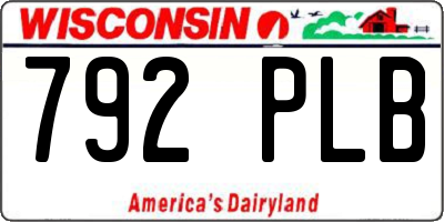 WI license plate 792PLB