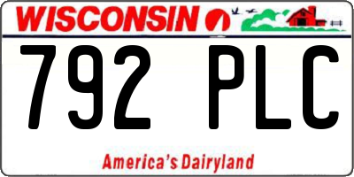 WI license plate 792PLC