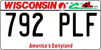 WI license plate 792PLF