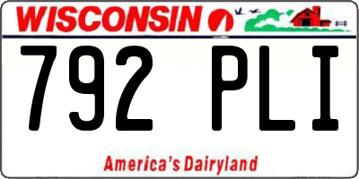 WI license plate 792PLI