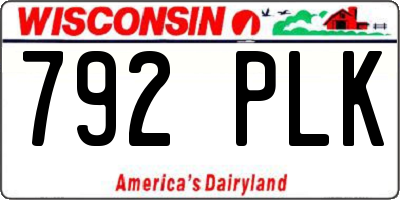 WI license plate 792PLK