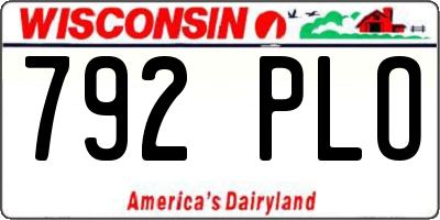 WI license plate 792PLO