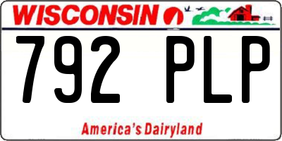 WI license plate 792PLP