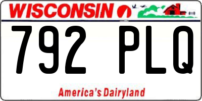 WI license plate 792PLQ