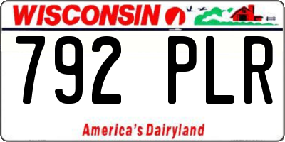 WI license plate 792PLR