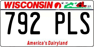 WI license plate 792PLS