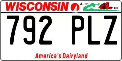 WI license plate 792PLZ