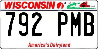 WI license plate 792PMB