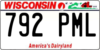 WI license plate 792PML