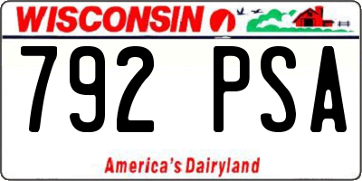 WI license plate 792PSA