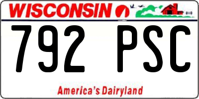 WI license plate 792PSC