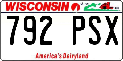 WI license plate 792PSX