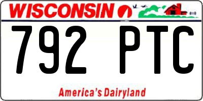 WI license plate 792PTC