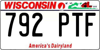 WI license plate 792PTF