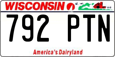 WI license plate 792PTN