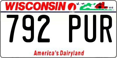 WI license plate 792PUR