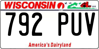 WI license plate 792PUV