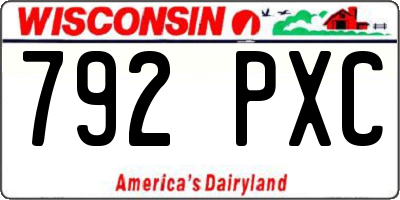 WI license plate 792PXC