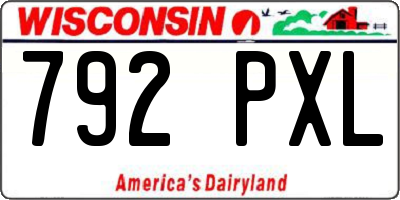 WI license plate 792PXL