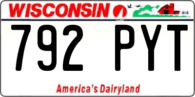 WI license plate 792PYT