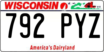 WI license plate 792PYZ