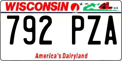 WI license plate 792PZA