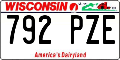WI license plate 792PZE