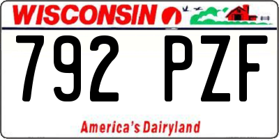 WI license plate 792PZF