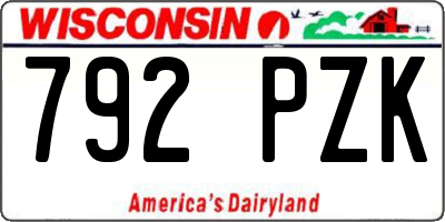 WI license plate 792PZK
