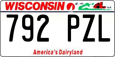 WI license plate 792PZL