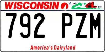 WI license plate 792PZM