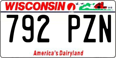 WI license plate 792PZN