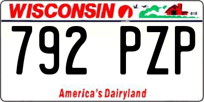WI license plate 792PZP