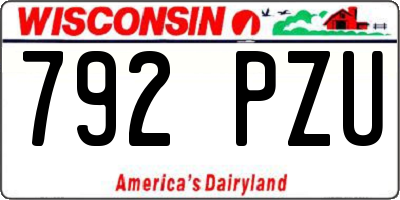 WI license plate 792PZU