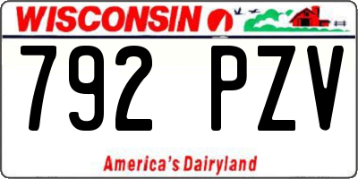 WI license plate 792PZV