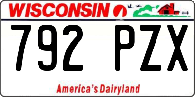 WI license plate 792PZX
