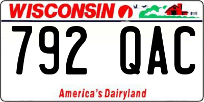 WI license plate 792QAC