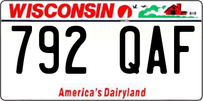 WI license plate 792QAF