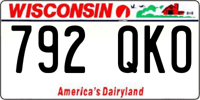 WI license plate 792QKO