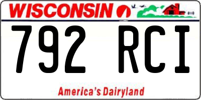 WI license plate 792RCI
