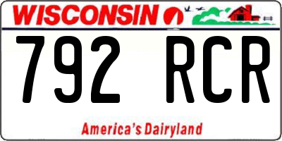 WI license plate 792RCR