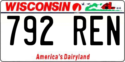 WI license plate 792REN
