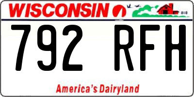 WI license plate 792RFH