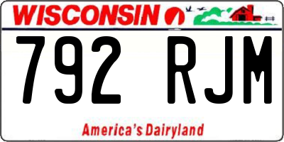 WI license plate 792RJM