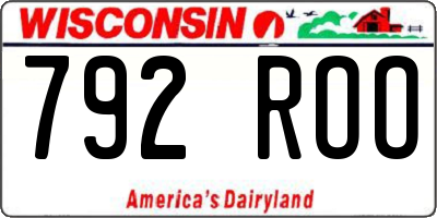 WI license plate 792ROO