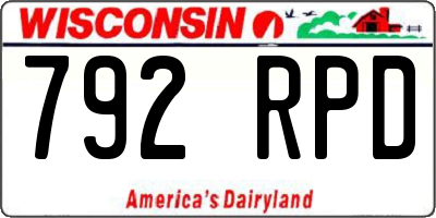 WI license plate 792RPD