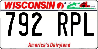 WI license plate 792RPL